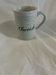 Gibson Home Inspirational 14 oz Joy Urban Stoneware Coffee Mug Cup Green White - Picture 1 of 6
