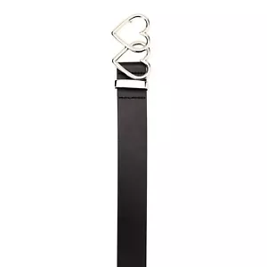 Cinturón con hebilla de corazón de moda negro para mujer (talla XL) NUEVO CON ETIQUETAS - Imagen 1 de 4