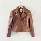 Madewell Washed Leather Motorcycle Jacket E0488 Soft Brown Crop Moto Biker Large