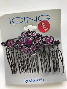 Vintage Purple Claire’s Jeweled Hair Claw Barrettes Retro Y2K Boho Rhinestone - Picture 1 of 3