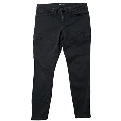 Pantalones Express Cargo con cremallera al tobillo para mujer talla 6 frente plano gris oscuro cremallera elástica  Foto 1 de 4