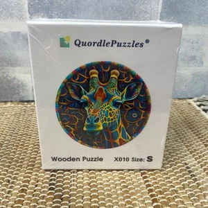 New Sealed in Box Quordle Wooden Puzzle "Psychedelic Giraffe" X010 70 pieces - Picture 1 of 5