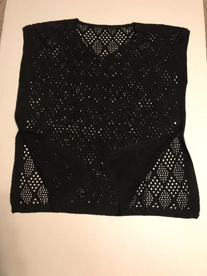 Women’s 2XL Swim Black Eyelet Cover Up 100% Acrylic- Length 33”x 28” Width - Image 1 of 4