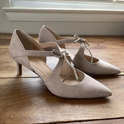 DressBarn Megan Imitación Gamuza Tacones Punta Nude Rubor Color Beige Talla 10 Foto 1 de 4