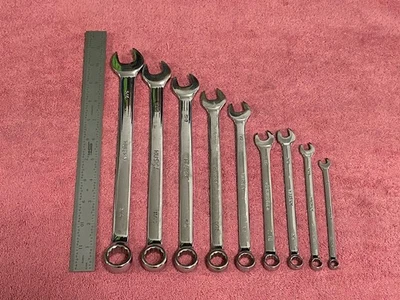 Juego de llaves combinadas Husky SAE estilo largo, 12 puntos, 9 piezas, excelente estado Foto 1 de 4