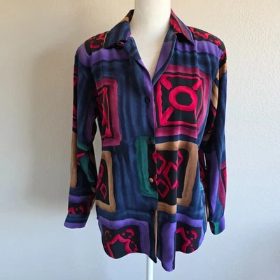 Blusa Le Caviar De Colección Para Mujer Botón Abstracto Mod Retro Clásica Talla Pequeña P Foto 1 de 4