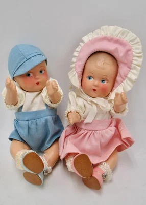 Increíble composición vintage casi como nueva hermano y hermana bebés gemelos Foto 1 de 4