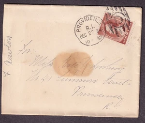 1884 2c banconota sigillo cera coperchio Provvidenza RI a Miss Kate J Anthony in città - Foto 1 di 2