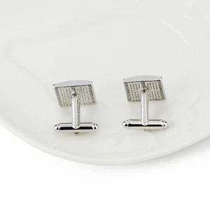  1 Pair of Silver Blue Stripe Business French Style Shirt Sleeve Nail Cufflinks - Picture 1 of 12