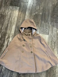 John Lewis Lost & Found Poncho Coat Girls Age 11 Fawn Fully Lined Neutral Tan - Picture 1 of 7