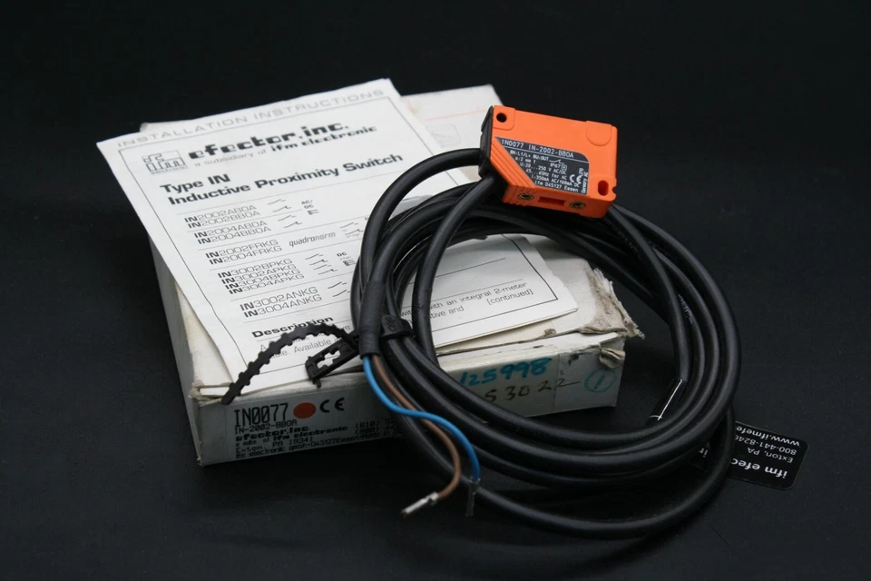 One (1) IFM IN0077 IN-2002-BBOA Inductive Proximity Sensor 2M AC/DC Germany NEW - Image 1 of 4