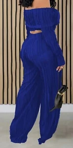 Plus Size Women's 2 Pc Beautiful High Quality Sheer Blue Pant Set 1X: Brand New - Picture 1 of 5
