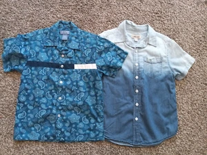 Lot of 2 The Children's Place Cherokee Boys Short Sleeve Shirts Paisley Blue S - Picture 1 of 7