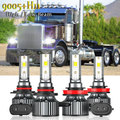 9005 H11 Hi/Lo LED Faros Bombillas Para Peterbilt 388 389 Camiones Lámpara Blanco 6500k Foto 1 de 4