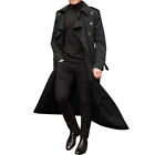 Mens Windbreaker Coat Outwear Long Ankle-length Cardigan Jacket Trench Coat Uk
