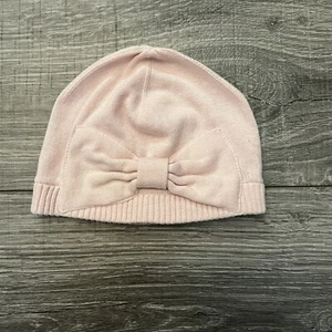 Baby Gap Girls Pink Cotton Knit Beanie Hat size 12-18M Bow - Picture 1 of 7