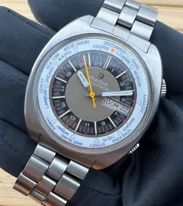 Orologio Uomo Bulova Accutron Ora dil Mondo Ghiera Girevole Acciao 41mm Deep Sea - Foto 1 di 17