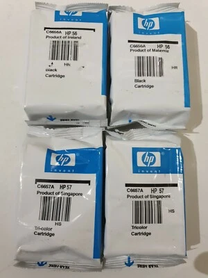 2 X HP 56 & HP 57 Genuine Black & Colour Genuine Inks C6656A C6657A, 4 Total! - Image 1 of 4