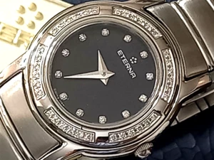 Fabulous NOS S.Steel ETERNA GALAXIS Ladies Wristwatch Diamonds Bezel & Dial - Picture 1 of 11