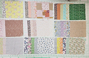 Lot Of 48 Fabric Squares Pre-cut cute Scraps Cotton Crafting Sewing Quilting