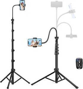 Phone Tripod Stand, 85" Tall Cellphone Tripod with Gooseneck Remote, Flexible... - Picture 1 of 8