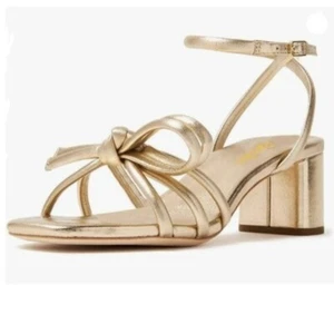 Pazzion Women Open Toe Knots Mid Heel Sandals Crossed Strap Buckle Gold Shoes - Picture 1 of 9