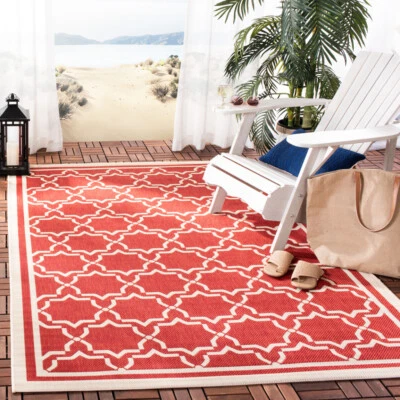 SAFAVIEH Outdoor CY6916-248 Courtyard Collection Red / Bone Rug - Image 1 of 4