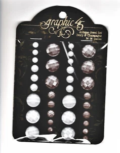 Grafik45 ANTIKES JUWELENSET - ELFENBEIN & CHAMPAGNER (36 Stck.) Scrapbooking 3 GRÖSSEN - Bild 1 von 2