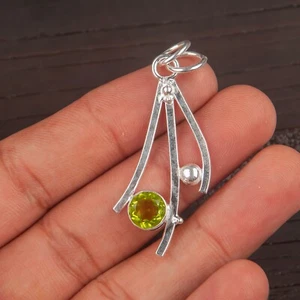 Handmade 925 Sterling Silver Jewelry Pendant Peridot Gemstone Pendant For Gift - Picture 1 of 3