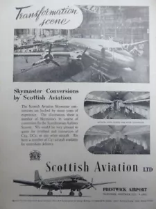 7/48 PUB SCOTTISH AVIATION DOUGLAS C-47 C-54 DC-3 CONVERSION SAS AIRLINE AD - Foto 1 di 1