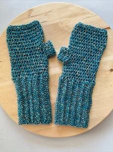 New Long Half Finger Fingerless Gloves, Hand Crocheted, 100% Acrylic, Size Large - Picture 1 of 6