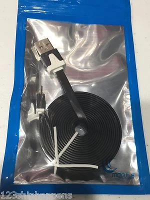 FLAT NOODLE USB Data Sync Charger Cable FOR iphone 4 4s 5 5c 6 7 plus micro usb - Image 1 of 4