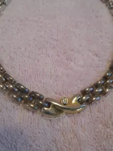 Collar de plata de ley de 18" con un diamante en el centro de la cadena - Imagen 1 de 3