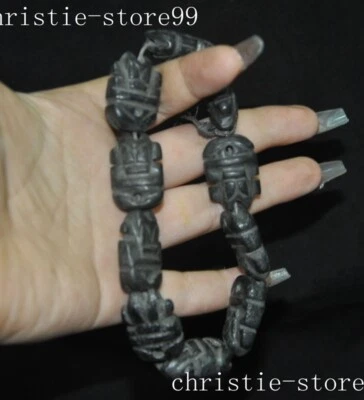 Hongshan Cultura Meteorito Hierro Tallado Sol Dios Helios Estatua Pulsera Cadena de Mano Foto 1 de 4