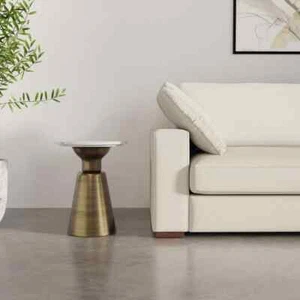 Leyla Modern Contemporary 16 in. Wide Metal Side Table in Antique Brass - Picture 1 of 7