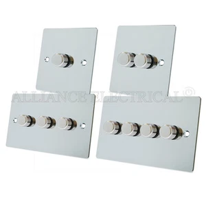 Polished Chrome Flat Light Dimmer 400W / 1000W - 10 Amp 1 Gang 2G 3G 4G 2 Way - Picture 1 of 8