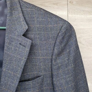 Pronto Uomo Italy Mens 44L Gray Plaid Wool Cashmere Sport Coat Ventless - Picture 1 of 15