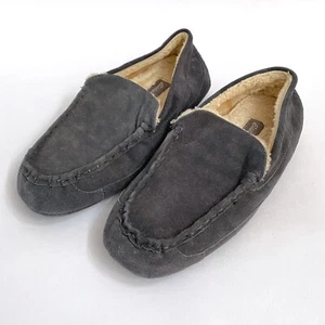 Eddie Bauer Slippers Gray Suede Faux Fur Men's Size 9M Venetian Hard Sole - Picture 1 of 8