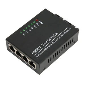 UK Plug Fiber Transceiver Tx1310nm/Rx1550nm Single Fiber Single Mode RJ45 Po NEW - Afbeelding 1 van 12
