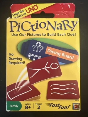 Pictionary Card Game Fast Play No Drawing Mattel 2012 - Image 1 of 2