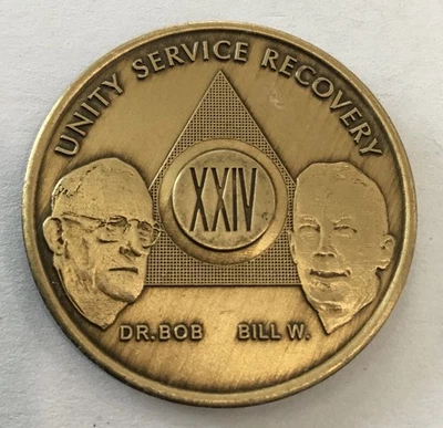 Medalla moneda ficha chip recuperación sobria AA 24 años Alcohólico Anónimo de colección Foto 1 de 2