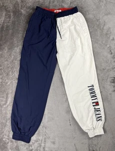 Tommy Jeans Track Pants Adult S Color Block Logo Lettering Jogger Retro - Picture 1 of 9