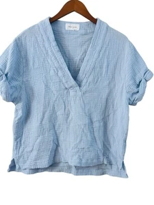 Top corto Dear John azul para mujer talla M algodón gasa manga corta - Imagen 1 de 10