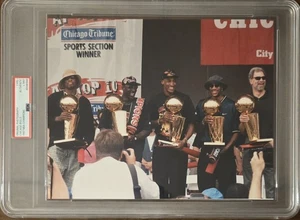 Michael Jordan, Pippen, Rodman 1997 Championship, PSA/DNA Tipo 1 Foto 8x10 - Imagen 1 de 4