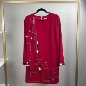 Trina Turk Red Dress Rhinestone Embellished Dress Ladies Size 10 - Picture 1 of 1
