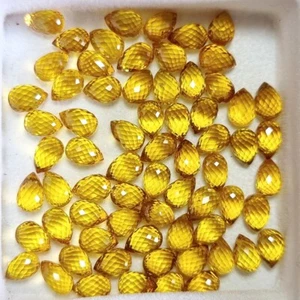 6x4mm 2 Stück VS Briolette Hinzende Farbe! NATÜRLICHER GELBER SAPHIR EDELSTEIN - Bild 1 von 5