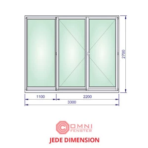 Großes Holzfenster 3 Scheiben 2-flüg Dreh. Fenster 330 x 270cm nach Maß - Bild 1 von 1