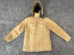 Carhartt giacca foderata trapuntata e cappuccio CO3 BRN foderata artica uomo 42 alta USA Union - Foto 1 di 12