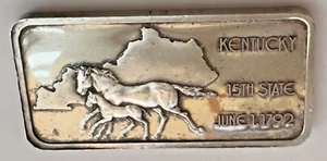 ONE TROY OUNCE .999 FINE SILVER BAR KENTUCKY - Picture 1 of 2