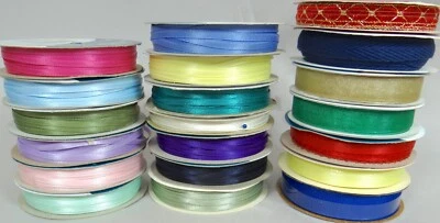 Offray Fabric Craft Ribbon Lot 21 Spools Rolls Carolace Europa Beachwood Mixed - Image 1 of 4